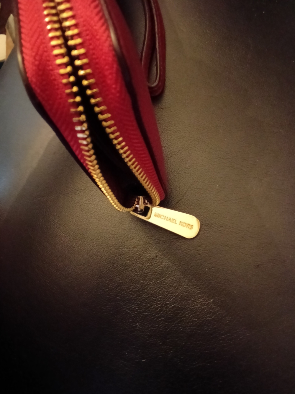 Michael Kors Red Jet Set Continental Zip Around Wallet w/ Gold Hardware - Picture 7 of 8